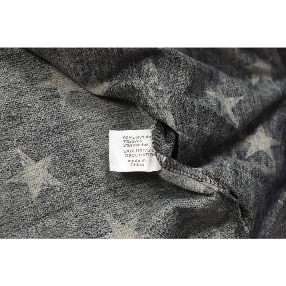 Lane Bryant Womens 22/24 Gray Star Print Cold Shoulder Ruffle Sleeve Top